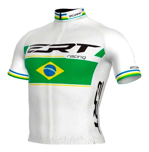 Camisa Ert New Elite Racing Campeao Brasil Branca Ciclismo