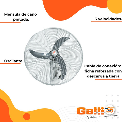 Ventilador Industrial De Pared 69 Cm 30 3 Vel. Gatti Vent.
