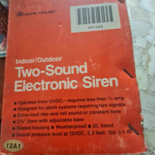 Sirena Electrica 2 Sonidos Indoor/autdoor