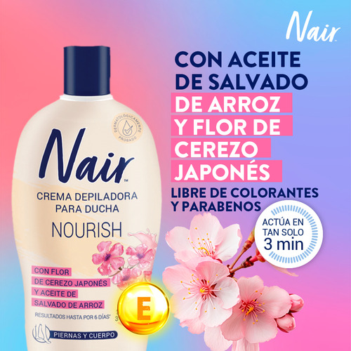 Nair Crema Depilatoria Ducha Nourish 368 G Piel Suave