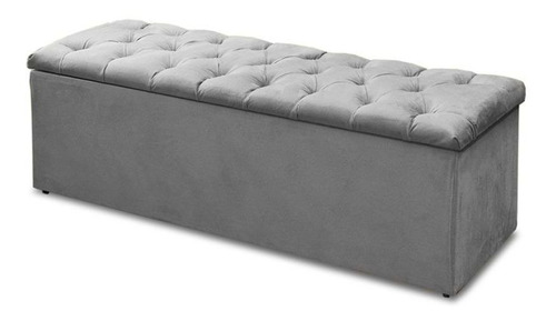 Calçadeira Recamier Baú Casal King 195cm Sofia Suede Cinza