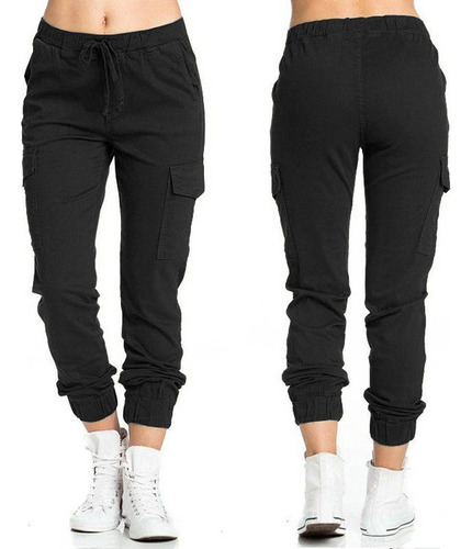 N Pantalones Stretch Mujer Jogger Tipo Cargo Con 4 Bolsillo