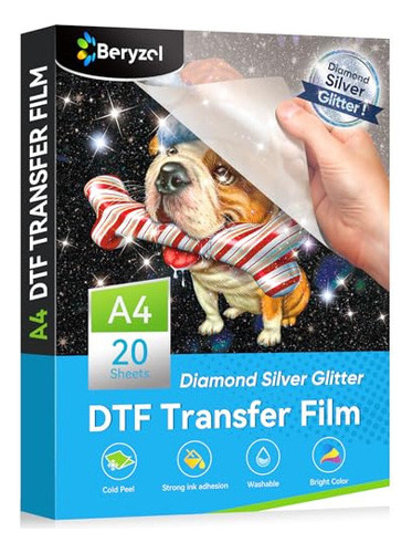 Beryzol Dtf Silver Glitter Film Glitter Transfer Film: A4 20