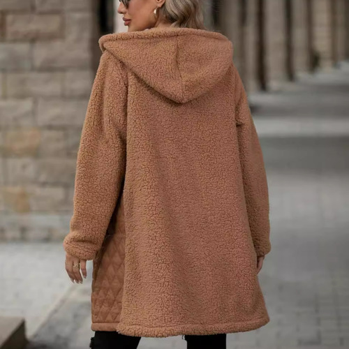 Abrigo De Felpa Con Cremallera Y Capucha De Moda Para Mujer