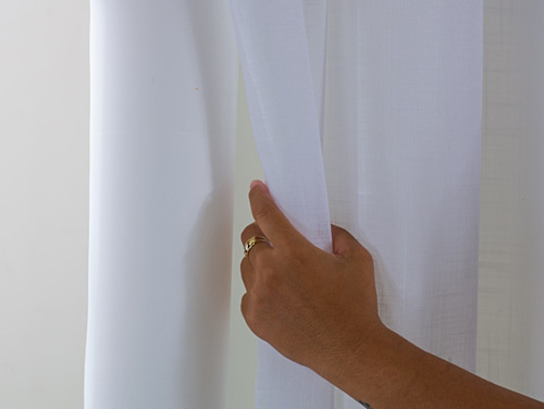 Doce Lar Enxovais Blackout cortina gaze linho forro 3 x 2,6 m cor branco
