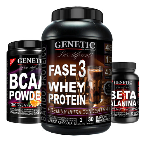 N°1 Energia Proteina Fase 3 Bcaa Powder Beta Alanina Genetic