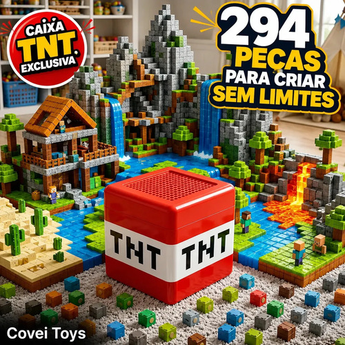 Kit 294 Blocos Imã Magnéticos Construção Montar Empilhamento Com Caixa de Plástico Cubo Infantil Brinquedo Educativo Covei Toys