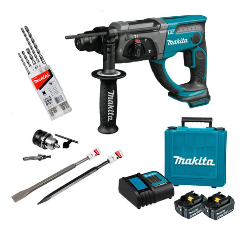 Martelete Combinado Makita Dhr202z 18v + Kit Bateria E Acess