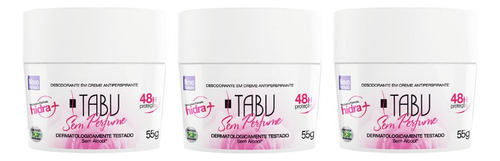 Desodorante Creme Tabu 55g Sem Perfume - Kit C/ 3un