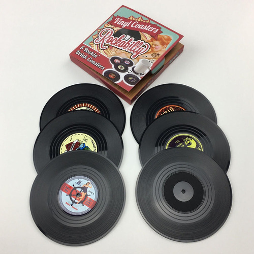 6 Posavasos De Bebida De Vidrio For Taza De Disco De Vinilo