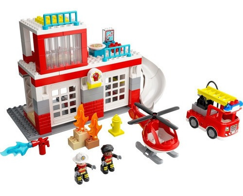 Kit de bombeiros e helicóptero Lego Duplo 10970 2+ Número de peças 117