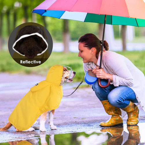 Chaqueta De Lluvia Para Perros Tamaño Xl Con Capucha Transpa