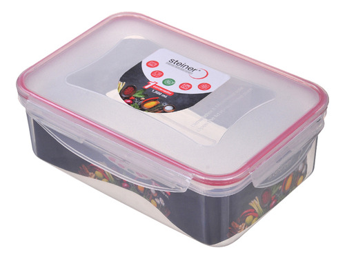 Recipiente Steiner Para Alimento Rectangular 1500 Ml Color Rojo