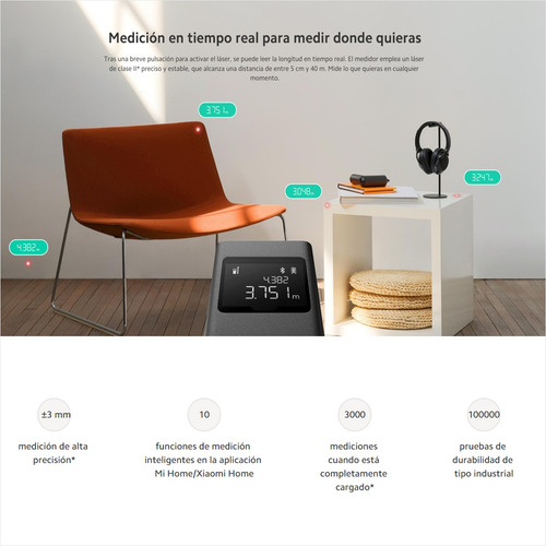Xiaomi Medidor Láser Inteligente Recargable / Alta Precisión