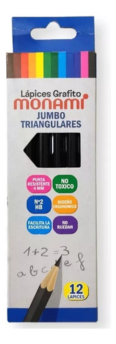 Set 12 Lapiz Grafito Jumbo Monami Hb N°2 Triangular