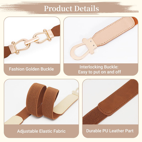 Elástico Para Mujere, 4pcs Ajustable Cinturón Sin Hebilla