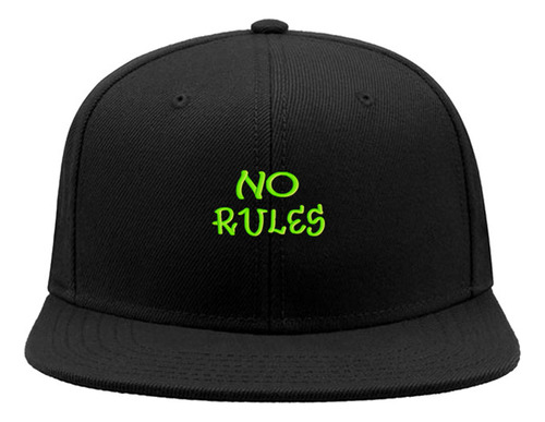 Gorra Plana Snapback No Rules Urban Text Verde Fluor Bordada