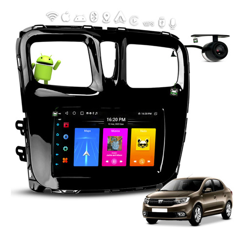 Kit Multimídia Android Carplay 7 Pol Logan 2016 2017 2018