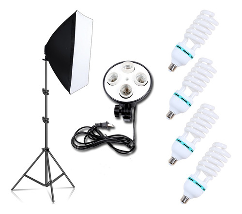 Kit Softbox Para 4 Ampolletas + Atril + 4 Ampolletas 125w