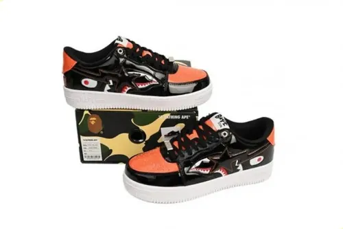 Tênis A Bathing Ape Bape Sta Low Orange Shark Sapatos Mascul