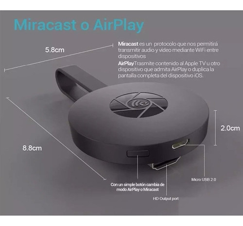 Mirascreen G2 Chromecast Anycast Receptor Hdmi Wifi
