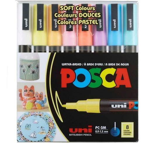 Marcador Uni Posca Pastel Pc3m Pack 8 Colores Soft Colors