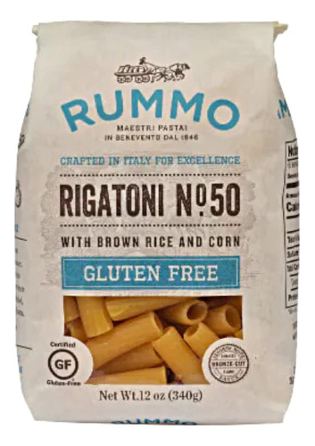Rummo Spa Rigatoni N Degree 50 | Pasta Italiana Sin Gluten |