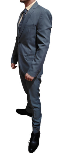 Imagen 3 de 10 de Ambo Traje Saco Con Pantalon Gris Maxima Calidad