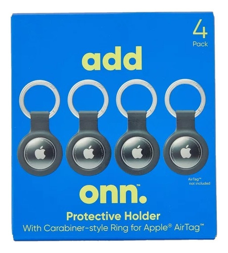 Onn. Suporte Airtag De Silicone, Pacote Com 4 Preto