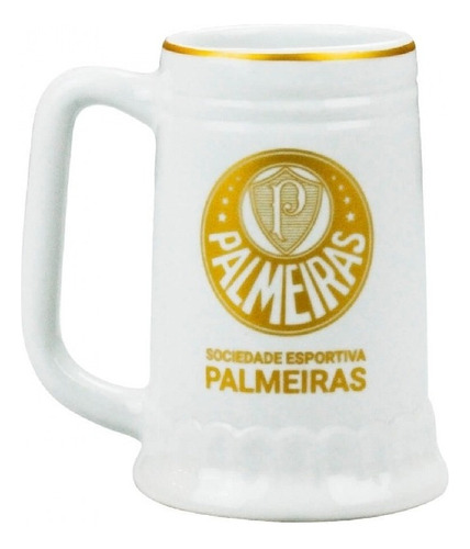 Caneca Branca Porcelana 500ml - Palmeiras