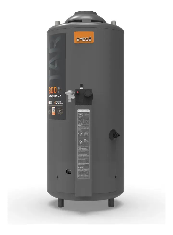 Termotanque Gas Natural Emegé Alta Recuperación Tar800 Negro