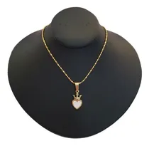 Comprar Collar Para Mujer O Niña Corazón Corona Nácar Acero Dorado