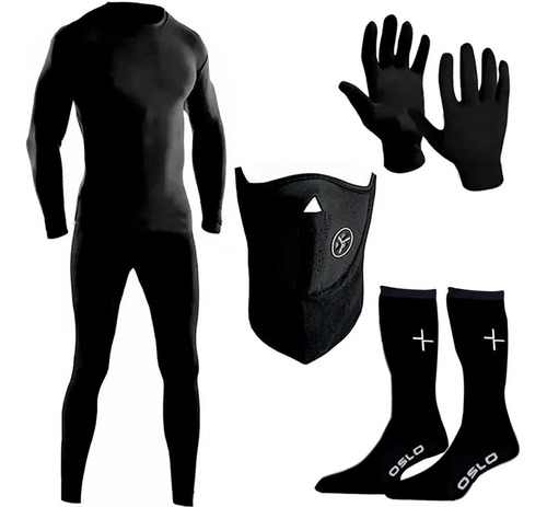 Equipo Termico Remera + Calza + Guantes + Máscara + Medias