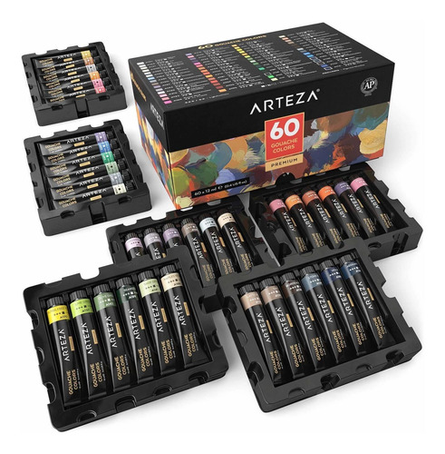 Arteza Gouache 60 Colores (12ml), Ideal Para Canvas