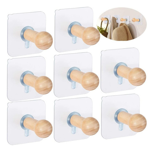 10pcs Ganchos Adhesivos De Madera Ganchos Madera Para Ropa