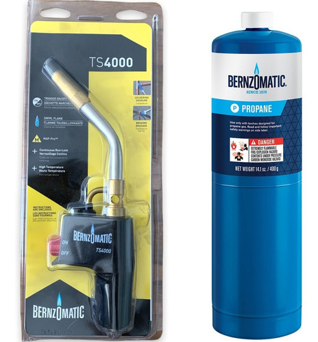 Garrafa Gas Propano Tx9 + Soplete Bernzomatic Ts7000 Usa