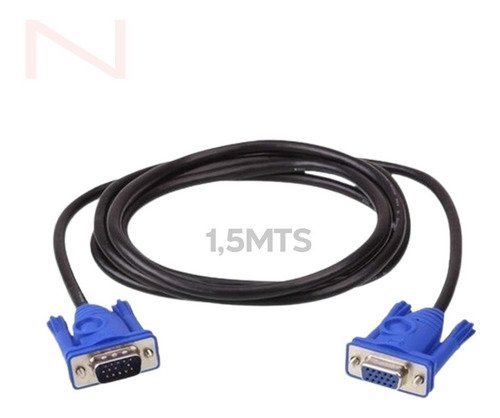 Imagen 1 de 5 de Cable Vga 1,5mts Monitor Doble Macho Macho Proyector Lcd Pc