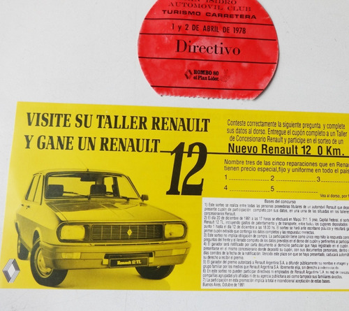 Renault 12 Antiguo Ika 1992 Entrada Turismo Carretera 1978 