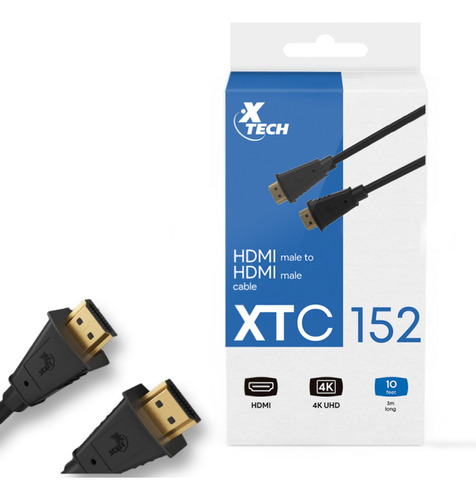 Cable Hdmi 3 Metros 4k Punta Dorada Xtc-152