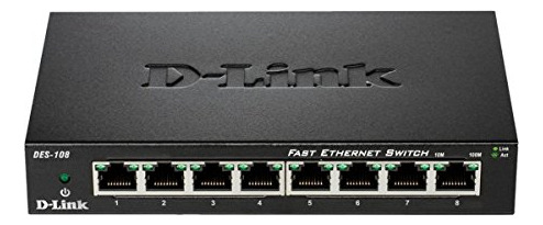 Switch Ethernet 8 Puertos, D-link Des-108, Negro