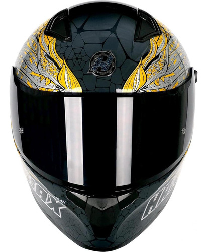 Casco Integral Hax Obsidian Doble Visor Slayer Gold Xxl