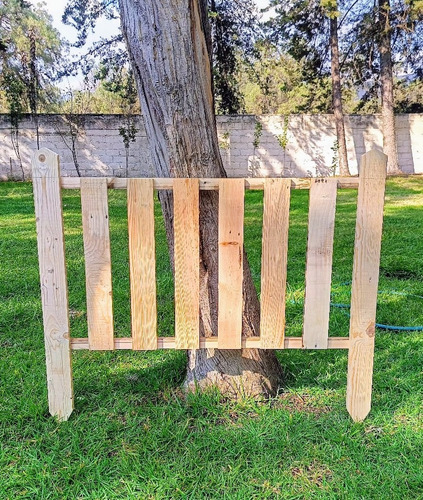 Cerca De Madera Para Jardín 14 Pzas Acabado Natural 100x80cm Amarillo