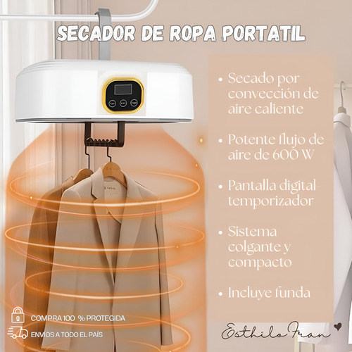 Secador De Ropa Portátil Plegable Secado Rápido Y Silencioso