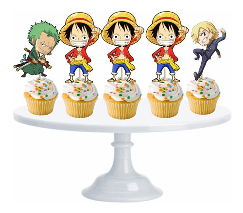 One Piece Cupcake Toppers Adorno Para Muffins X10