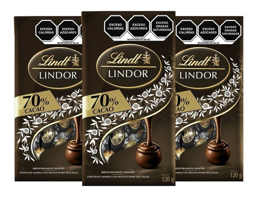 Chocolate Lindt Lindor Bolsa con 70% de Cacao 120g