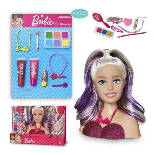 Kit Infantil Boneca Barbie Styling Hair C/ Cartela Maquiagem no Shoptime