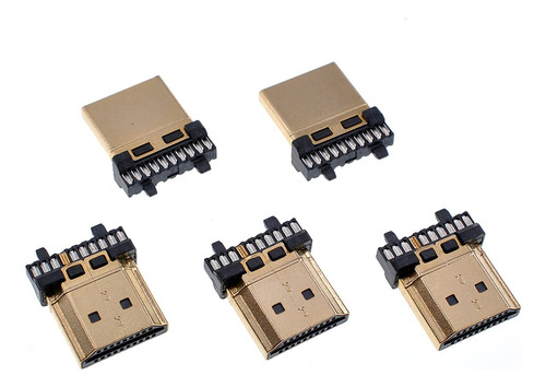 Oiyagai 5pcs Hdmi Macho Chapado En Oro 19 pin Reparacion Plu