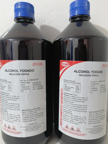 Alcohol Yodado 500 Y 1000 Ml