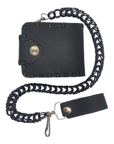 Cartera De Piel Y Cadena De Metal Rock, Biker Chopper Punk 