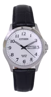 Reloj Citizen Hombre Cuero Bf500001a Color de la malla Negro Color del bisel Plateado Color del fondo Blanco
